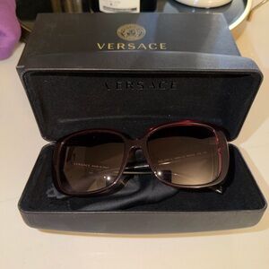 Versace Women's Dark Red & Blue Sunglasses Y2K